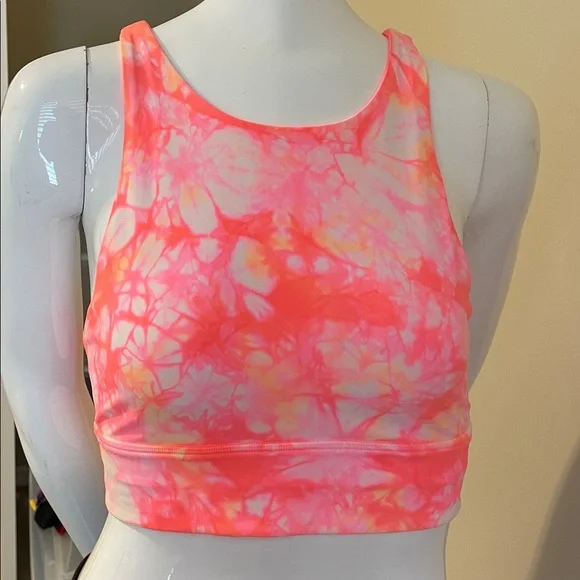 Lululemon Energy Bra High Neck LongLine Coral /Pink /Yellow Floral $58 NWOT - Picture 4 of 9